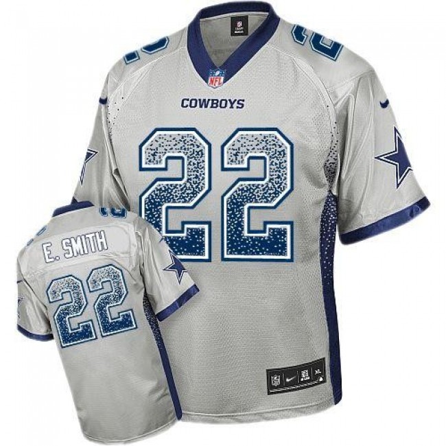 Nike Cowboys #22 Emmitt Smith Grey Men's Stitched NFL Elite Drift Fashion Jersey