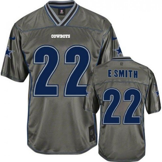 Nike Cowboys #22 Emmitt Smith Grey Men's Stitched NFL Elite Vapor Jersey