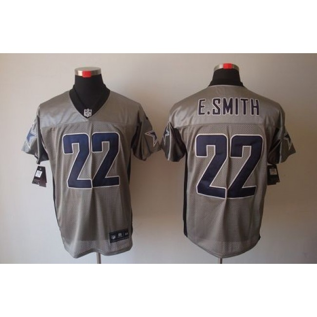 Nike Cowboys #22 Emmitt Smith Grey Shadow Men's Stitched NFL Elite Jersey