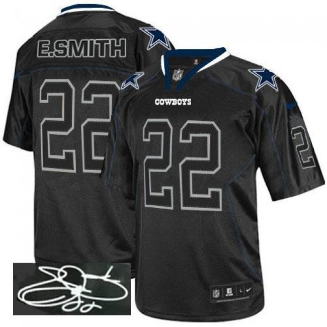 Nike Cowboys #22 Emmitt Smith Lights Out Black Men's Stitched NFL Elite Autographed Jersey