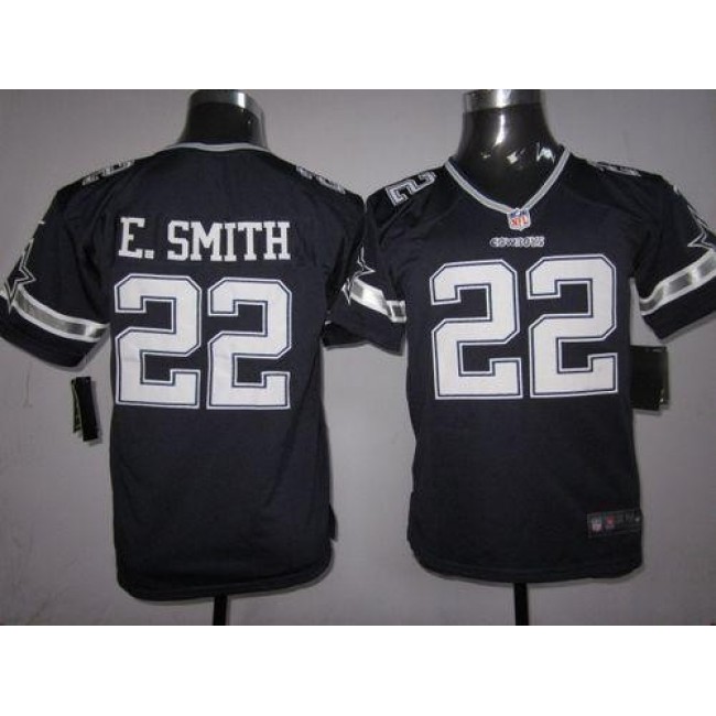 Dallas Cowboys #22 Emmitt Smith Navy Blue Team Color Youth Stitched NFL Elite Jersey