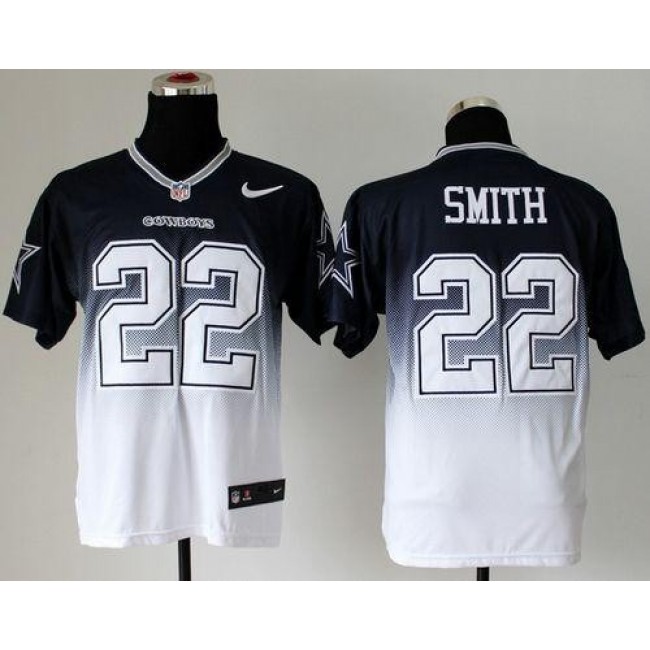 Nike Cowboys #22 Emmitt Smith Navy Blue/White Men's Stitched NFL Elite Fadeaway Fashion Jersey