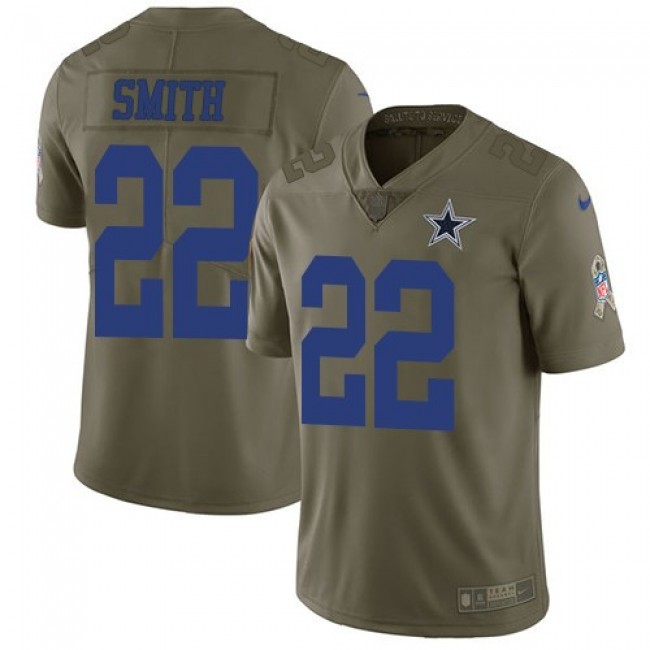 Dallas Cowboys #22 Emmitt Smith Olive Youth Stitched NFL Limited 2017 Salute to Service Jersey