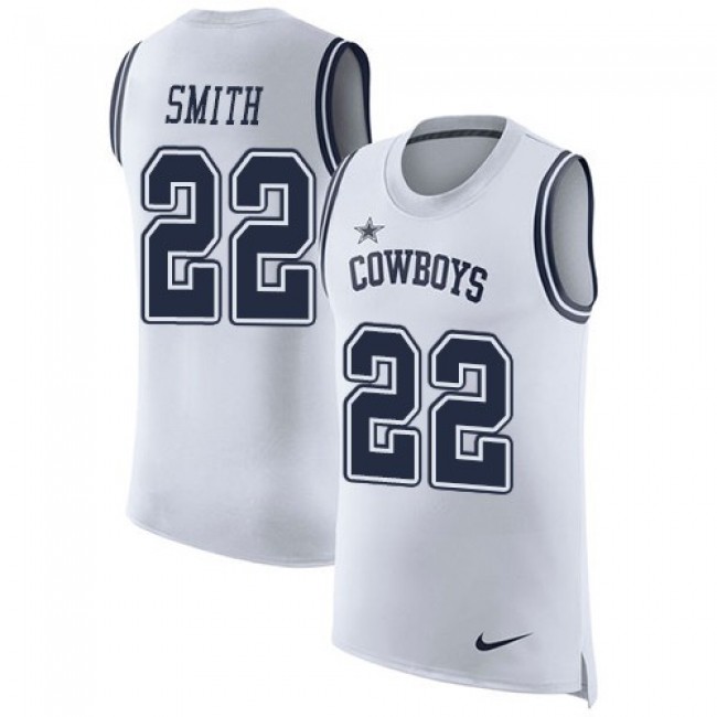 Nike Cowboys #22 Emmitt Smith White Men's Stitched NFL Limited Rush Tank Top Jersey