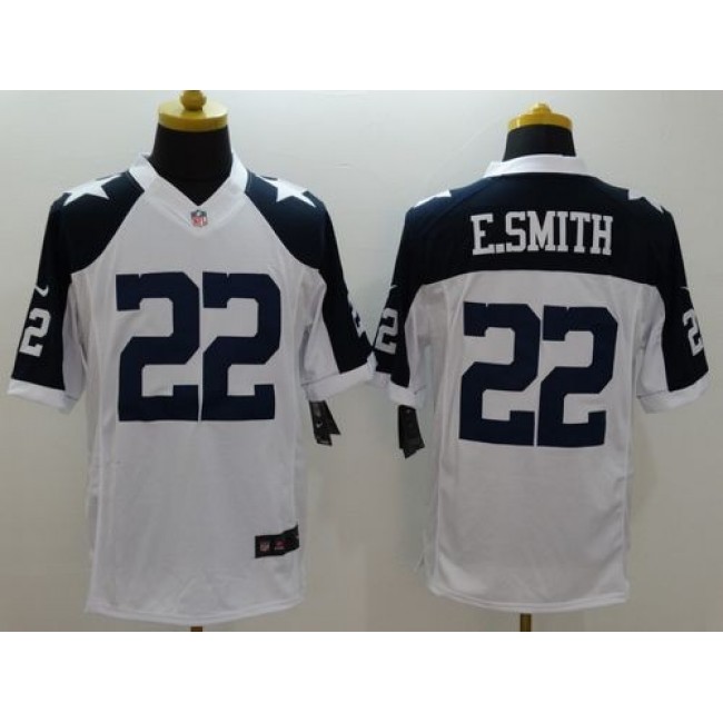 Nike Cowboys #22 Emmitt Smith White Thanksgiving Throwback Men's Stitched NFL Limited Jersey