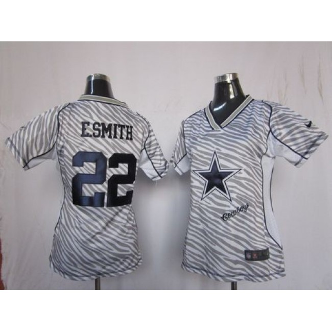 Women's Cowboys #22 Emmitt Smith Zebra Stitched NFL Elite Jersey