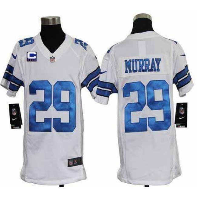 Dallas Cowboys #29 DeMarco Murray White With C Patch Youth Stitched NFL Elite Jersey