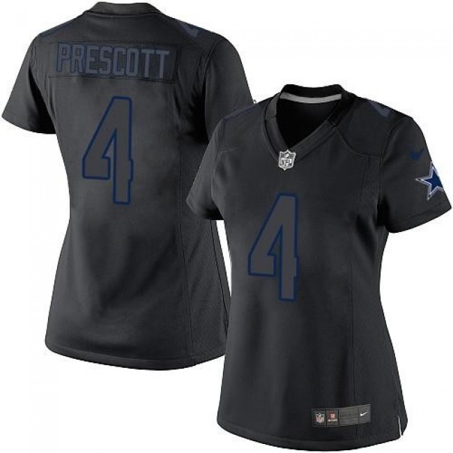 Women's Cowboys #4 Dak Prescott Black Impact Stitched NFL Limited Jersey