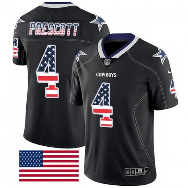 Nike Cowboys #4 Dak Prescott Black Men's Stitched NFL Limited Rush USA Flag Jersey
