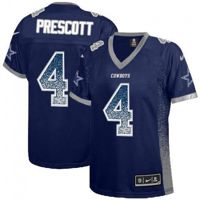 Women's Cowboys #4 Dak Prescott Navy Blue Team Color Stitched NFL Elite Drift Jersey