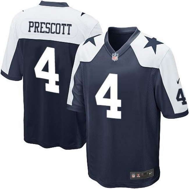 حجم ورقة Dallas Cowboys #4 Dak Prescott Navy Blue Thanksgiving Throwback Youth  Stitched NFL Elite Jersey حجم ورقة