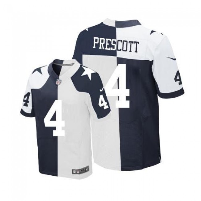 Nike Cowboys #4 Dak Prescott Navy Blue/White Men's Stitched NFL Elite Split Jersey