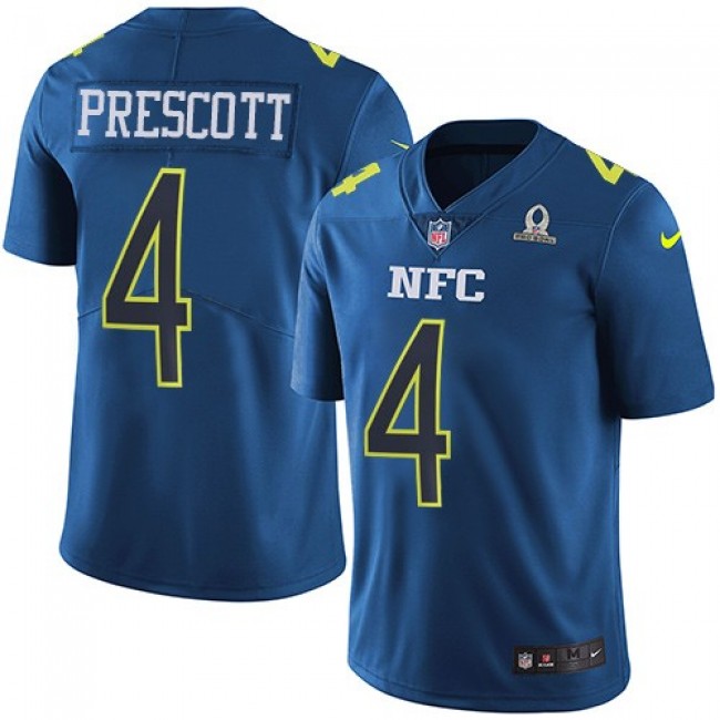 Dallas Cowboys #4 Dak Prescott Navy Youth Stitched NFL Limited NFC 2017 Pro Bowl Jersey