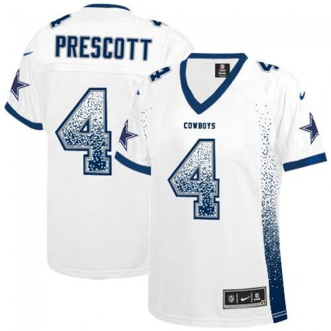 جرجور شفاط Women's Cowboys #4 Dak Prescott White Stitched NFL Elite Drift Jersey جرجور شفاط