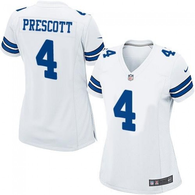Women's Cowboys #4 Dak Prescott White Stitched NFL Elite Jersey