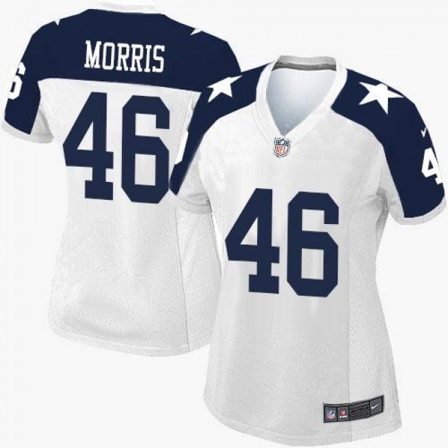 Women's Cowboys #46 Alfred Morris White Thanksgiving Stitched NFL Throwback Elite Jersey