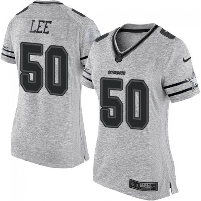 Women's Cowboys #50 Sean Lee Gray Stitched NFL Limited Gridiron Gray II Jersey