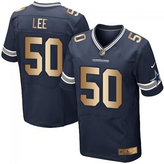 Nike Cowboys #50 Sean Lee Navy Blue Team Color Men's Stitched NFL Elite Gold Jersey