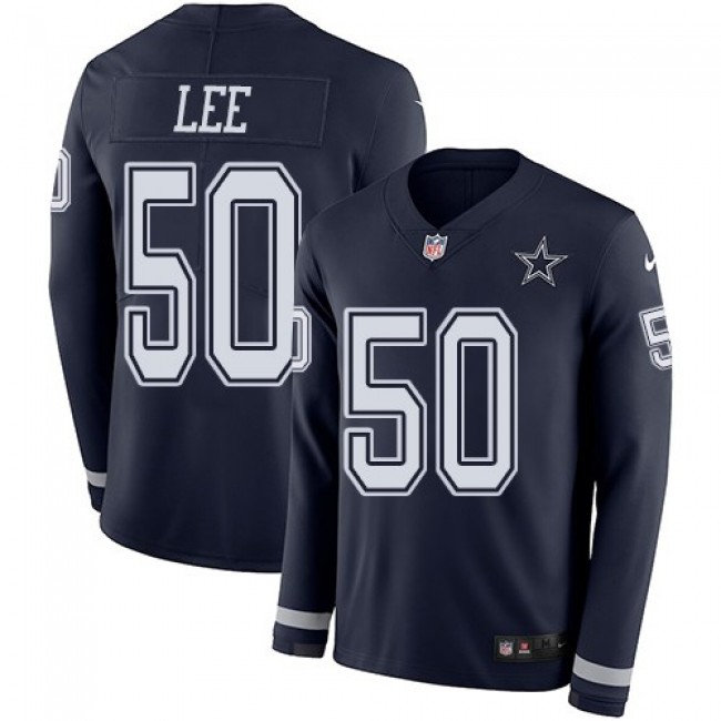 Nike Cowboys #50 Sean Lee Navy Blue Team Color Men's Stitched NFL Limited Therma Long Sleeve Jersey
