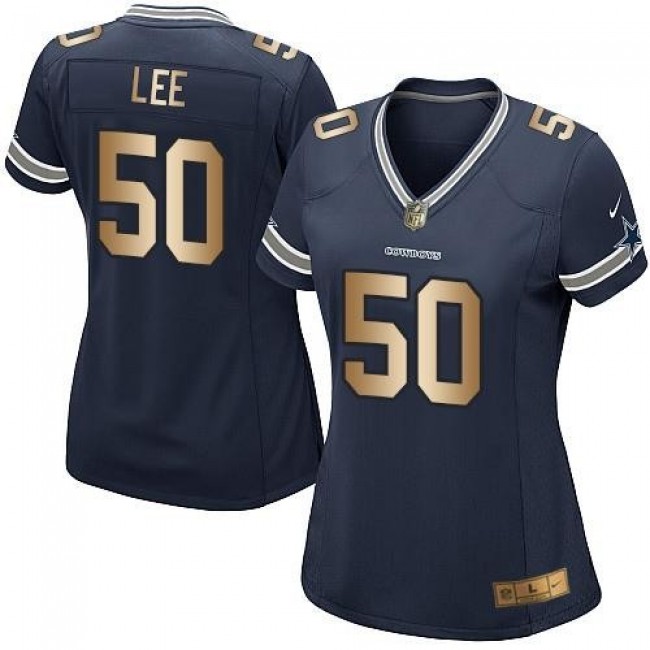 Women's Cowboys #50 Sean Lee Navy Blue Team Color Stitched NFL Elite Gold Jersey