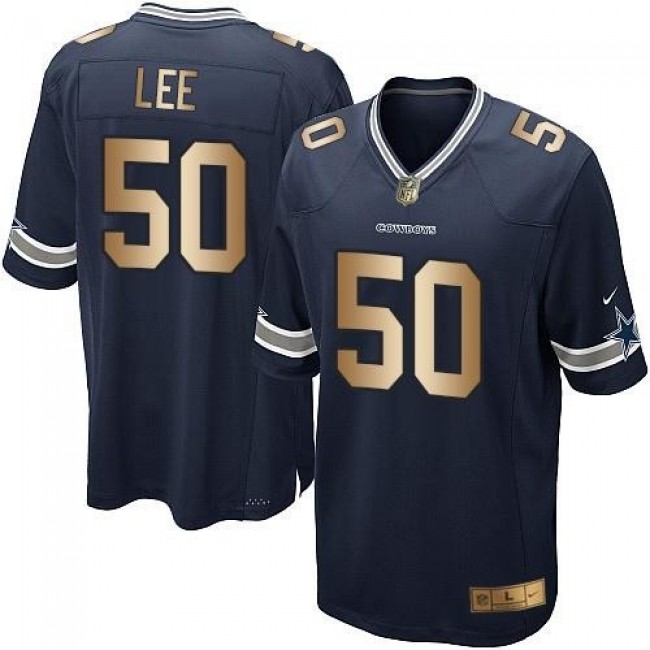 Dallas Cowboys #50 Sean Lee Navy Blue Team Color Youth Stitched NFL Elite Gold Jersey