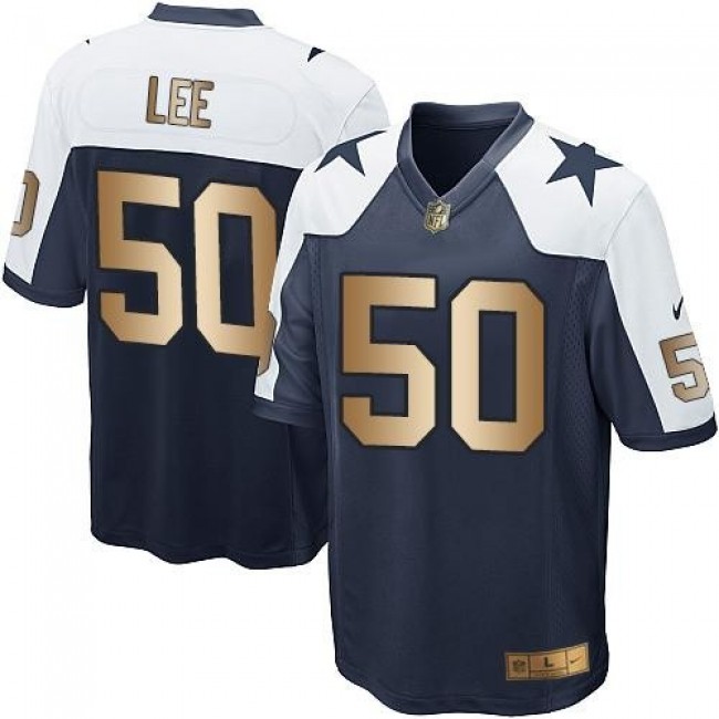 Dallas Cowboys #50 Sean Lee Navy Blue Thanksgiving Throwback Youth Stitched NFL Elite Gold Jersey