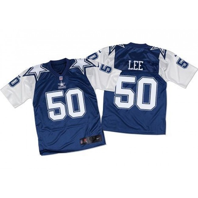 فبل Nike Cowboys #50 Sean Lee Navy Blue/White Throwback Men's Stitched NFL  Elite Jersey فبل