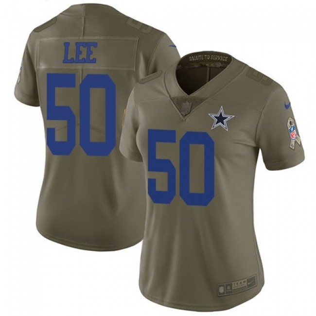 Women's Cowboys #50 Sean Lee Olive Stitched NFL Limited 2017 Salute to Service Jersey