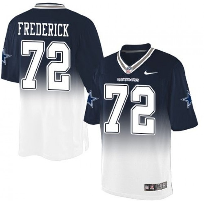 Nike Cowboys #72 Travis Frederick Navy Blue/White Men's Stitched NFL Elite Fadeaway Fashion Jersey