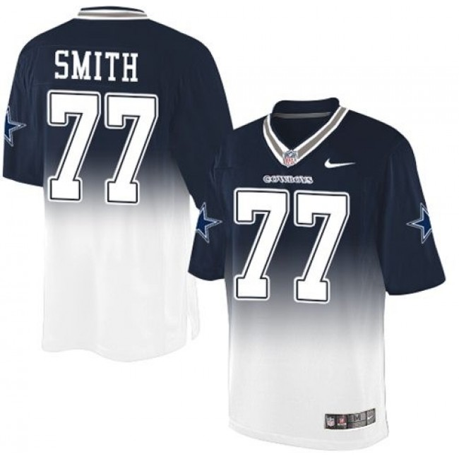 Nike Cowboys #77 Tyron Smith Navy Blue/White Men's Stitched NFL Elite Fadeaway Fashion Jersey