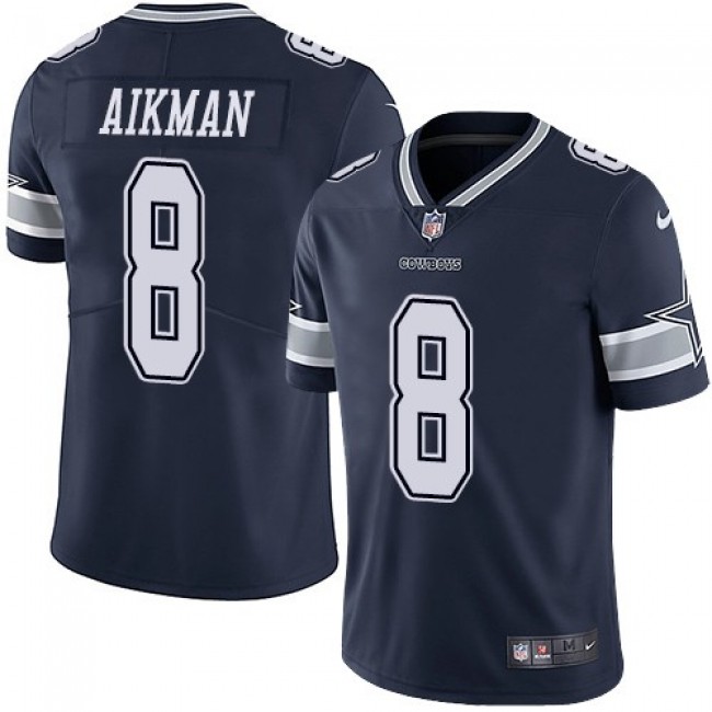 Nike Cowboys #8 Troy Aikman Navy Blue Team Color Men's Stitched NFL Vapor Untouchable Limited Jersey