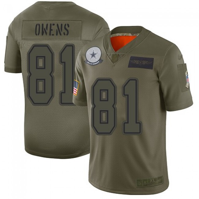 Nike Cowboys #81 Terrell Owens Camo Men's Stitched NFL Limited 2019 Salute To Service Jersey