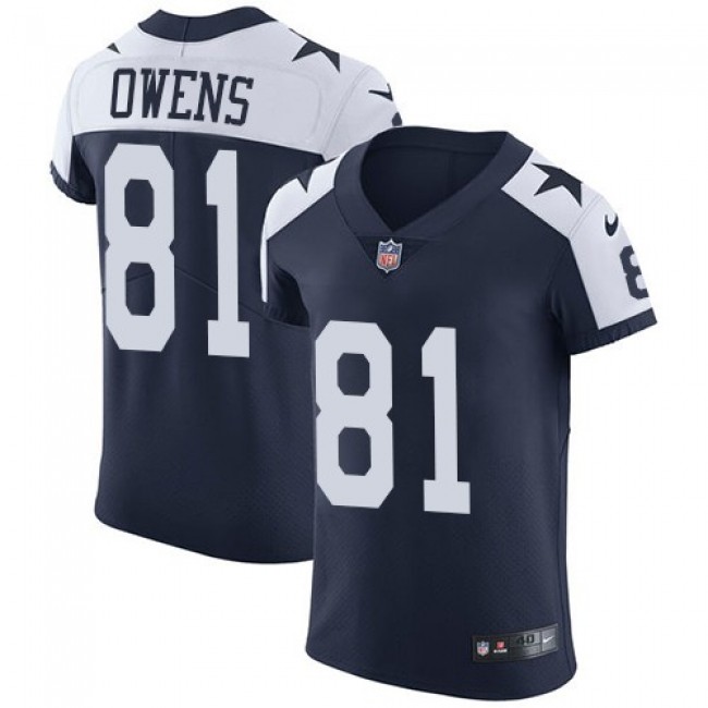 Nike Cowboys #81 Terrell Owens Navy Blue Thanksgiving Men's Stitched NFL Vapor Untouchable Throwback Elite Jersey