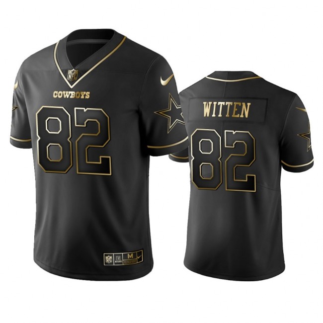Nike Cowboys #82 Jason Witten Black Golden Limited Edition Stitched NFL Jersey