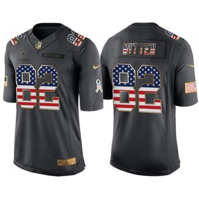 Nike Cowboys #82 Jason Witten Black Men's Stitched NFL Limited USA Flag Salute To Service Jersey
