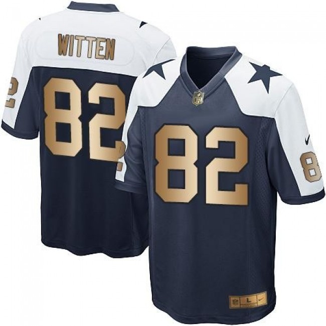 Dallas Cowboys #82 Jason Witten Navy Blue Thanksgiving Throwback Youth Stitched NFL Elite Gold Jersey