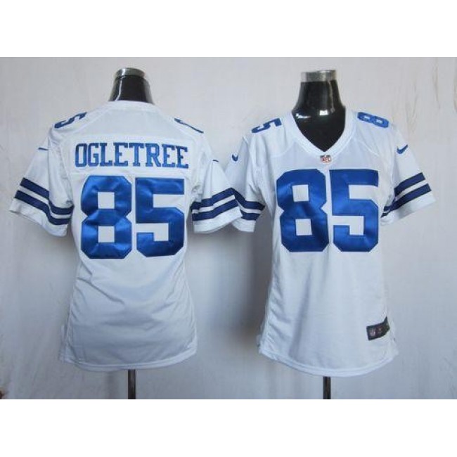 Women's Cowboys #85 Kevin Ogletree White Stitched NFL Elite Jersey