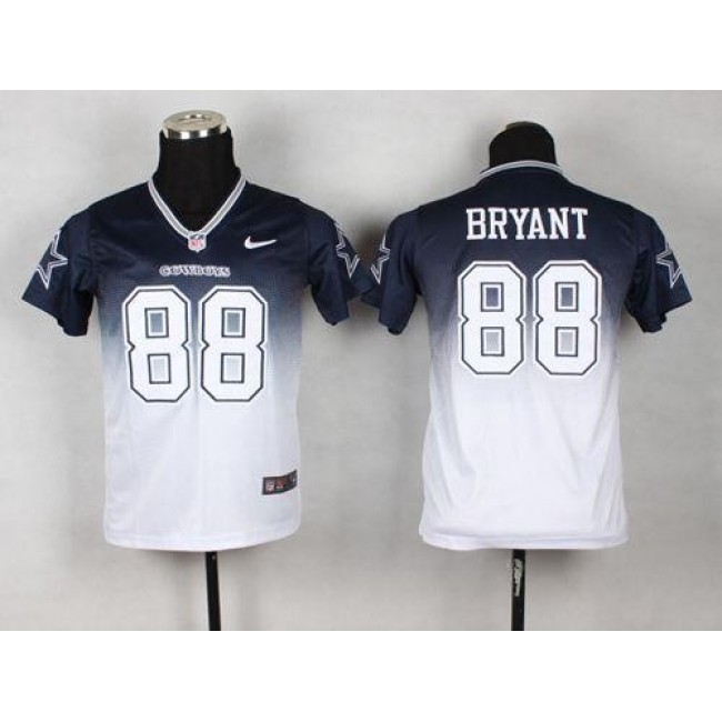 Dallas Cowboys #88 Dez Bryant Navy Blue-White Youth Stitched NFL Elite Fadeaway Fashion Jersey
