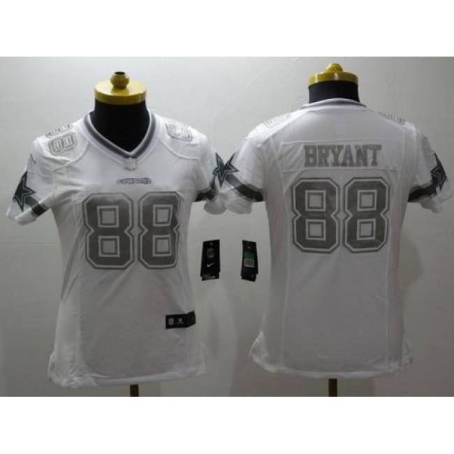 Women's Cowboys #88 Dez Bryant White Stitched NFL Limited Platinum Jersey