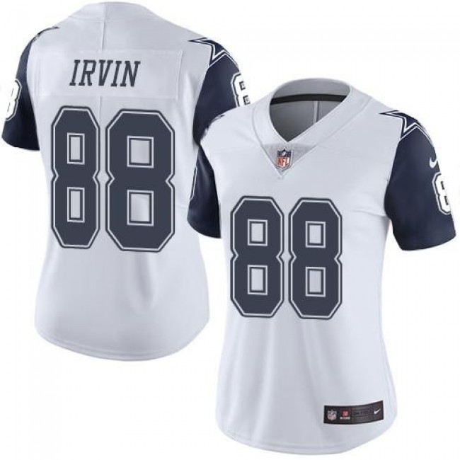 Women's Cowboys #88 Michael Irvin White Stitched NFL Limited Rush Jersey