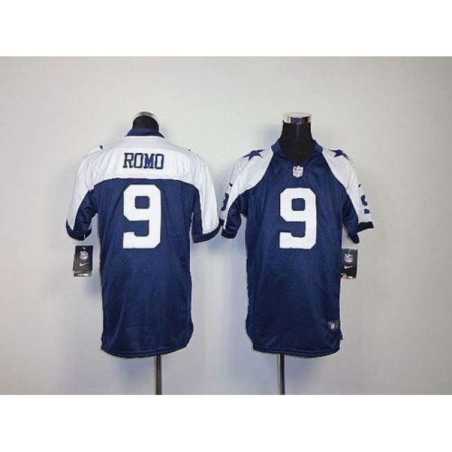 Dallas Cowboys #9 Tony Romo Navy Blue Thanksgiving Youth Throwback Stitched NFL Elite Jersey