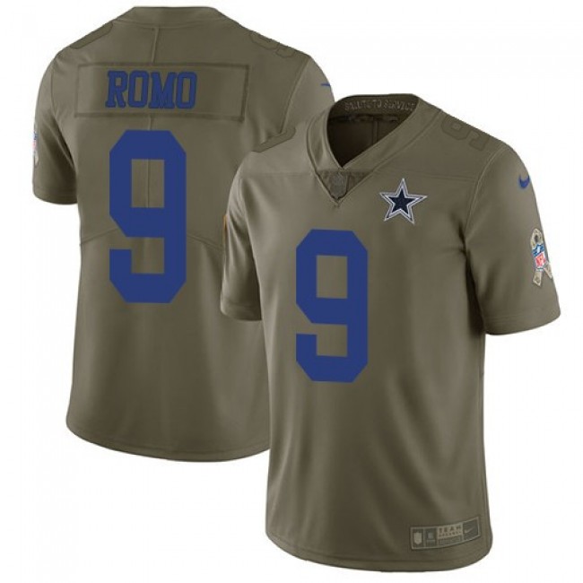 Dallas Cowboys #9 Tony Romo Olive Youth Stitched NFL Limited 2017 Salute to Service Jersey