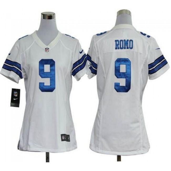 Women's Cowboys #9 Tony Romo White Stitched NFL Elite Jersey