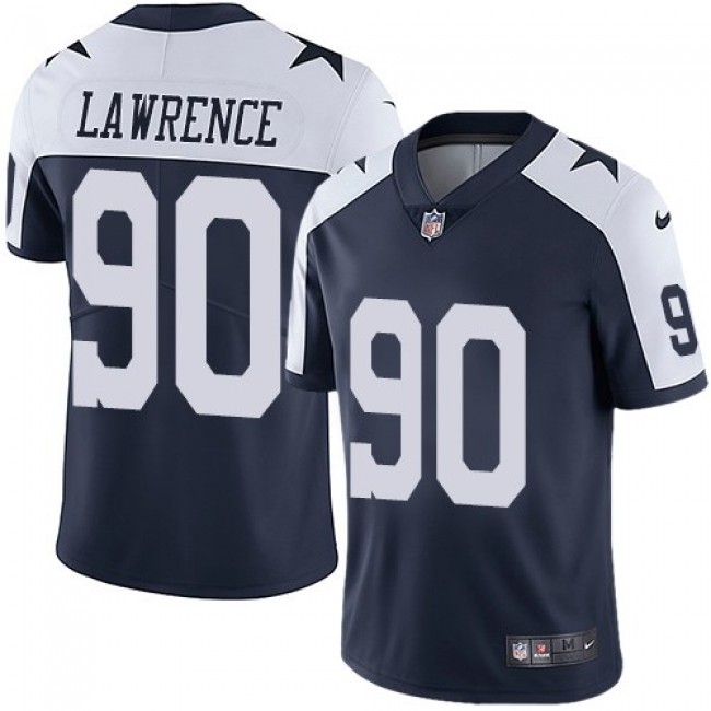 Nike Cowboys #90 Demarcus Lawrence Navy Blue Thanksgiving Men's Stitched NFL Vapor Untouchable Limited Throwback Jersey