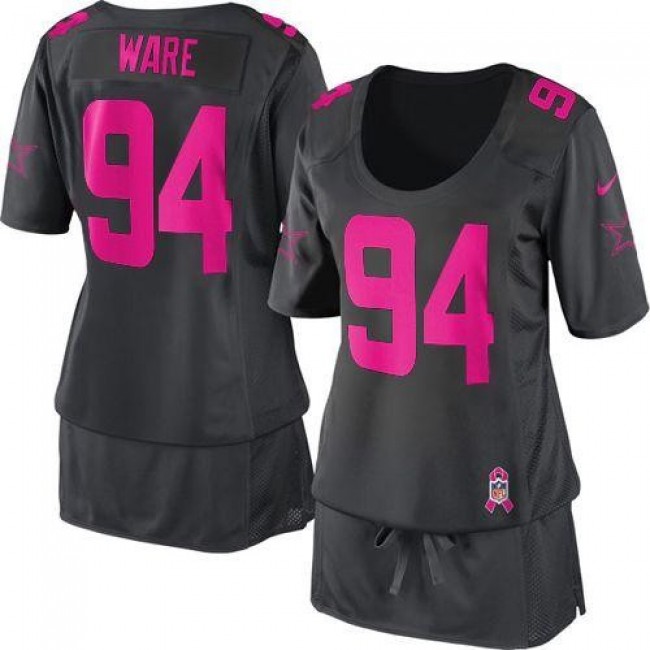 Women's Cowboys #94 DeMarcus Ware Dark Grey Breast Cancer Awareness Stitched NFL Elite Jersey