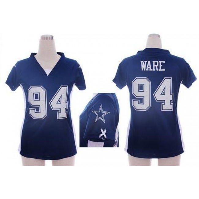 Women's Cowboys #94 DeMarcus Ware Navy Blue Team Color Draft Him Name Number Top Stitched NFL Elite Jersey