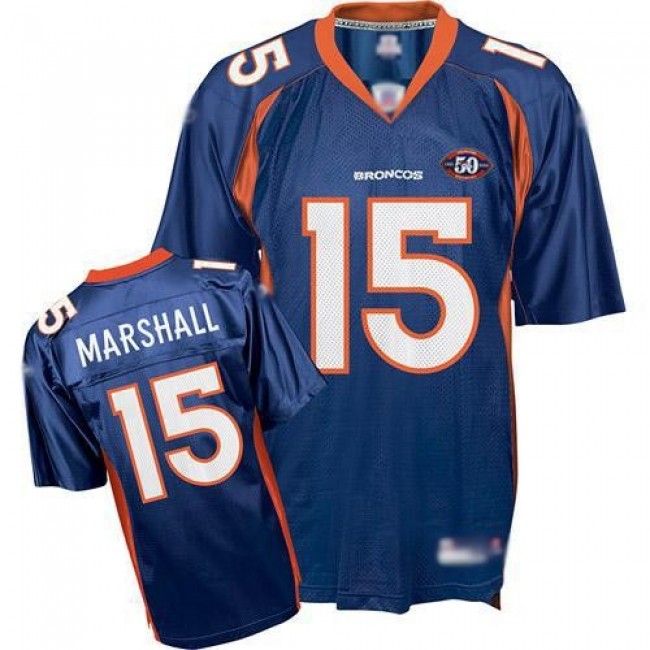 Broncos #15 Brandon Marshall Blue Team 50th Anniversary Patch Stitched NFL Jersey