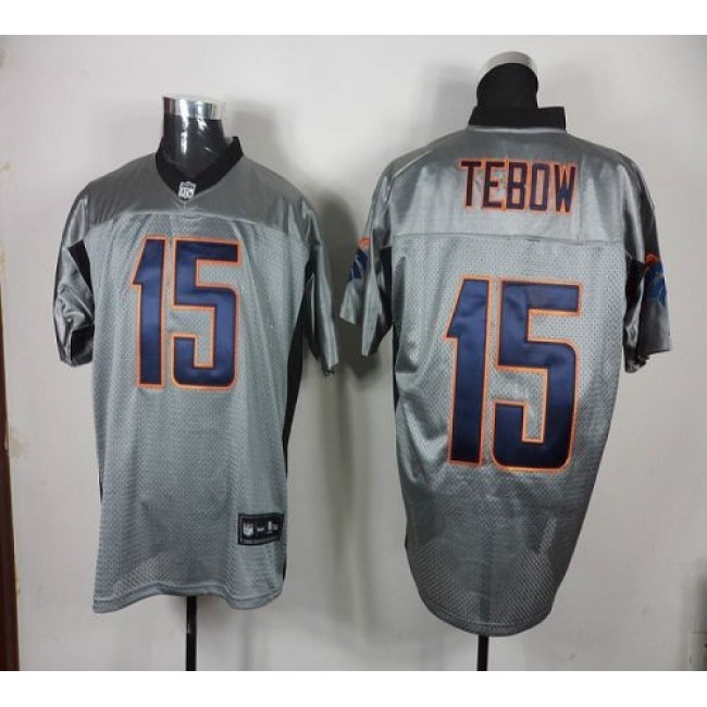 Broncos #15 Tim Tebow Grey Shadow Stitched NFL Jersey