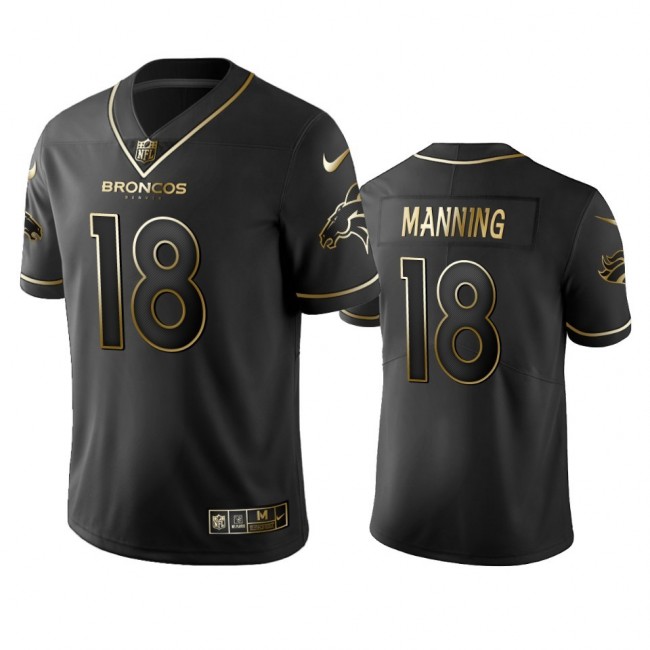 Broncos #18 Peyton Manning Men's Stitched NFL Vapor Untouchable Limited Black Golden Jersey