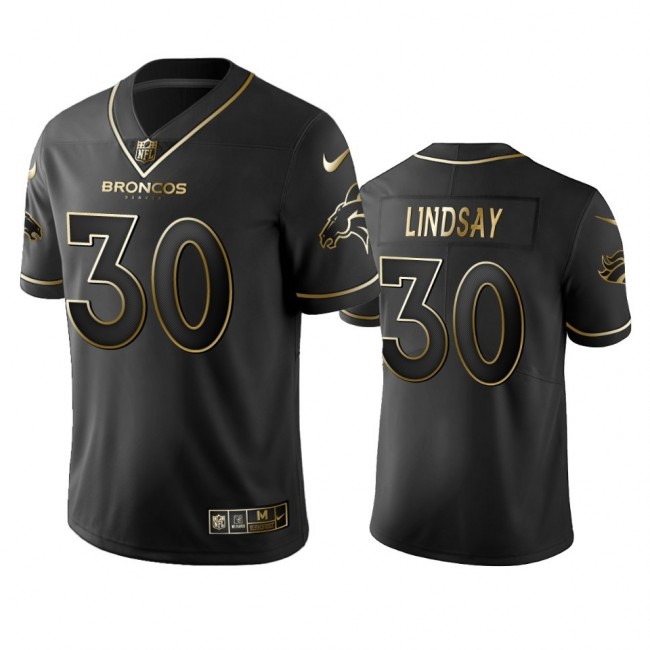 Broncos #30 Phillip Lindsay Men's Stitched NFL Vapor Untouchable Limited Black Golden Jersey